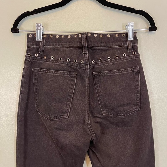 Sandro Women's Embellished Eyelets High Rise Denim Skinny Jeans Black Size 34 - Picture 8 of 12